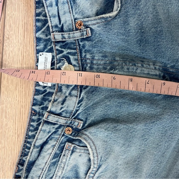 Zara Sky Blue Ripped Wide Leg Jeans - Picture 6 of 7